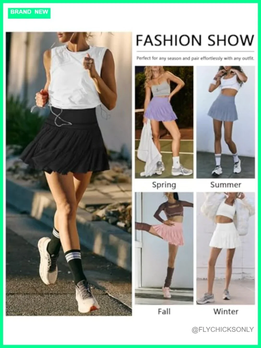 Flowy High Waisted Pleated Skort with Shorts and Pockets